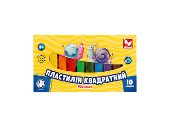 Пластилин квадратный восковой 10 цветов