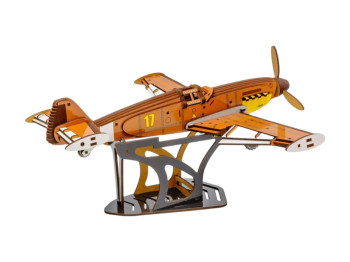 Дерев’яний 3D конструктор модель літака Bf 109, 34,6 см, з підставкою, PuzzleOk
