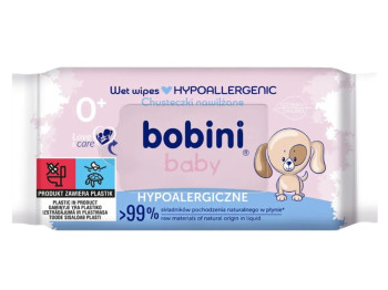 Гіпоалергенні вологі серветки 60 шт, Bobini Baby 47413