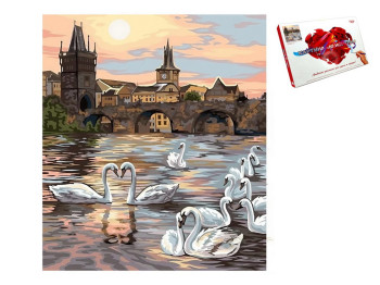 Набор для творчества Картина по номерам на полотне 50X40см Лебеди, Danko Toys