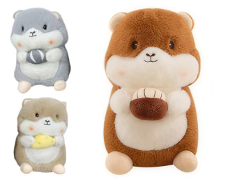 М’яка іграшка хом’як Hamster 23 см, тримає горіх, 3 види (ціна за 1шт)