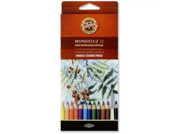 Олівці кольорові акварельні Mondeluz, 12 кольорів, з ефектом акварелі, Koh-I-Noor