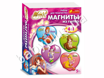 Набор для творчества, Магниты из гипса Winx Блум,Флора,Техна(сердце), Ranok Creative