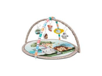 Коврик для новорожденных с дугами и игрушками животных, зеркалом и подвесками.