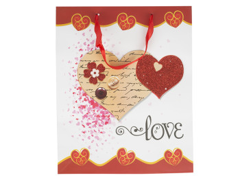 Пакет подарочный бумажный Love you 26*32*10см