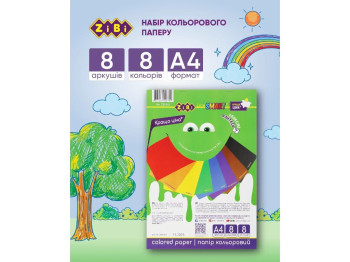 Бумага цветная газетная А4, 8 листов, 8 цветов