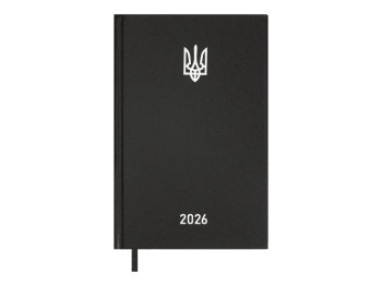 Ежедневник датированный на 2026 год, A5, 320 листов, твердый бумвиниловый переплет, черный