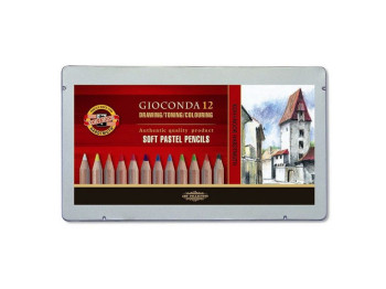Карандаши пастельные художественные Gioconda 12 цветов, в металлической упаковке, Koh-I-Noor