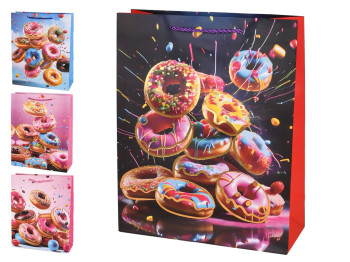Пакет подарунковий паперовий Donuts, 18×23×10 см, мікс видів