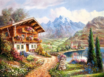 Пазли Будинок в горах, 2000 елементів, Castorland