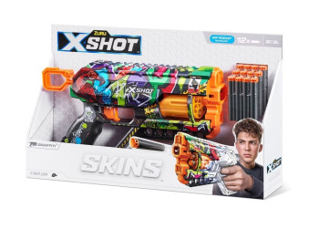 Швидкострільний бластер іграшковий X-SHOT Skins Griefer Graffiti 12 патронів. Zuru 36561G