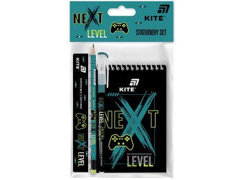 Набір канцтоварів Next Level, 4 предмети, блокнот А6, Kite