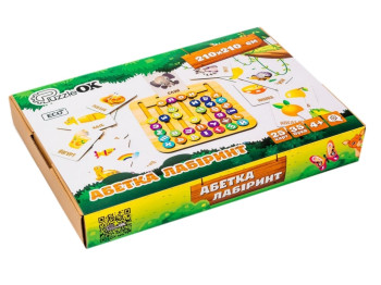 Деревянная настольная игра монтессоры Алфавит Лабиринт. PuzzleOk Puz-72859