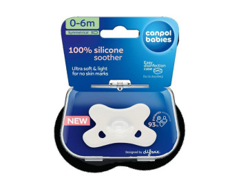 Пустышка, 100% Silicone Soother, силикон, 6-12 мес, 24/002_WHI, Canpol Babies