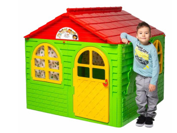 Домик детский с шторками салатовый-красный в коробке, Doloni Toys 02550/3