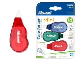Корректор-лента Alsuomi Mini, 5 мм×5 м, набор 3 шт, разноцветные