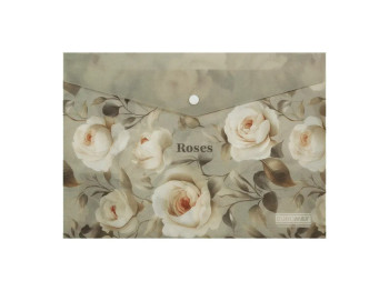 Папка конверт на кнопке с дизайном Roses, A4, пластик 180 мкм