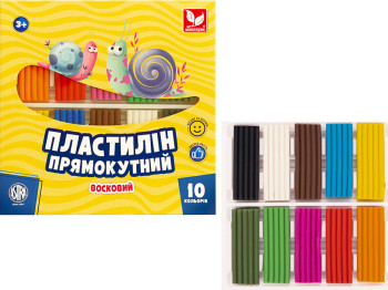 Пластилин прямоугольный 10 цветов