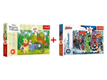 Набір пазлів "60" Disney Winnie the Pooh Смачний мед та "60" The Avengers Месники Непереможні, Trefl