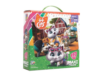 Максі пазли картонні 44 Кота, На фермі, 12 елементів, Vladi Toys