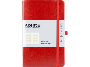 Записная книжка Axent Partner Lux, А5 клетка, 96 листов, красная обложка, Axent