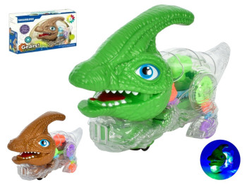 Динозавр игрушечный Gears Parasaurolophus 14 см, движущийся и светящийся, музыкальный, 2 вида