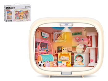Игровой набор комната для животных, 25×14×20 см, свет, фигурки животных