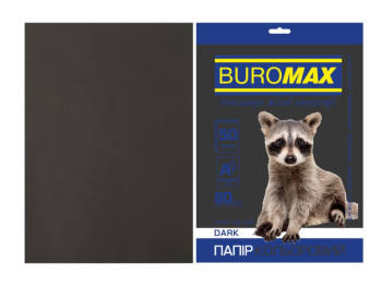 Цветная бумага BUROMAX DARK, A4, черная, 80 г/м², 50 листов