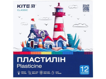 Пластилин Classic 12 цветов 240 грамм. Kite K-1086