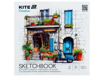 Скетчбук для робіт маркерами Kite Creative K-1282, 21х21см, 30 аркушів