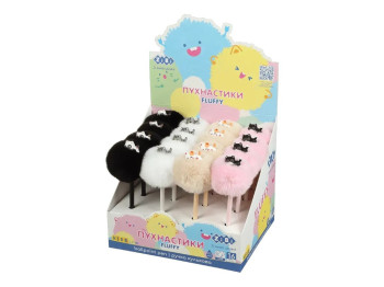 Ручка кулькова з помпоном Fluffy Cats 0,7 мм, синя, асорті дизайнів (ціна за 1шт) ZiBi