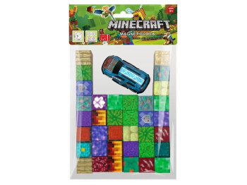 Магнитный конструктор Minecraft, 36 магнитных блоков и инерционная машинка