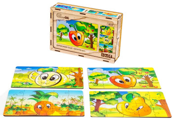 Дерев’яний пазл Фрукти 4в1, PuzzleOk