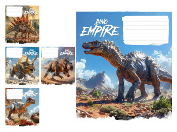 Зошит учнівський у косу лінію "Dino empirei", 12 аркушів, глiтер, Школярик 012-3490C