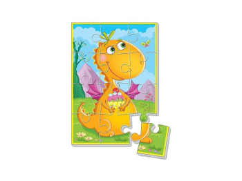 М'які пазли Діномір, Помаранчевий динозавр А5, 12 елементів, Vladi Toys