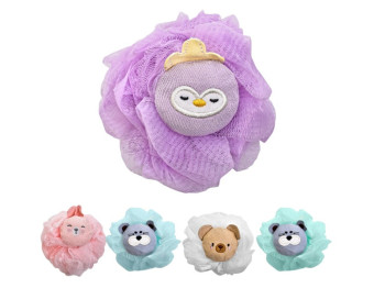 Мочалка-бант детская Animals 30 г, с игрушкой, 5 видов (цена за 1шт), R90469