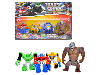 Набор трансформеров робот-горилла Transf Series, 15 см, светящийся, 4 фигурки, Yiwu