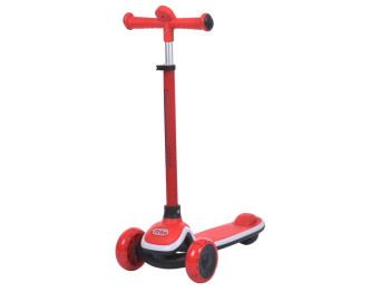 Детский трехколесный самокат iTrike 5566-red Maxi-big, свет, регулирующая высота руля, ПУ-колеса