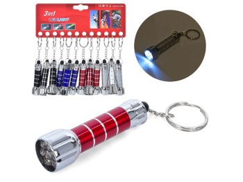 Фонарик-брелок с LED-светом, 7,2 см, на батарейках, 4 цвета (цена за 1шт)