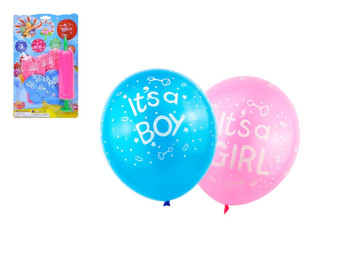 Воздушные шарики It's a Girl / It's a Boy, 6 шт, насос