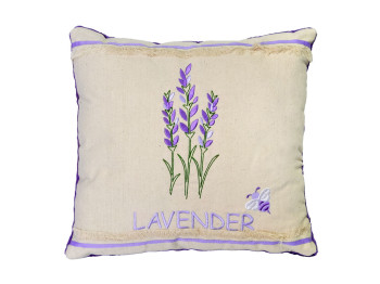 Подушка декоративная Lavender, квадратная подушка с вышивкой лаванды, ПД-0496, Tigres