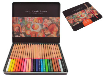 Набор цветных карандашей 24 цвета в металлической коробке. Marco FineArt-24TN