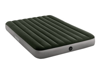 Надувний матрац Intex 64109, ПВХ з велюровим покриттям, 203×152×25см, колір зелений