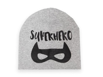 Шапка дитяча для хлопчика сіра SUPPERHERO демісезонна, Обхоплення голови 52–54, Mareks