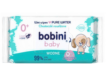 Вологі серветки Pure Water 60 шт - 99% води, Bobini Baby 31607
