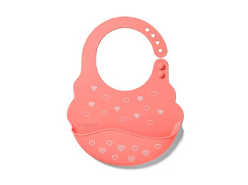 Нагрудник м'який з регульованою застібкою рожевий Серденька. BabyOno 829-04