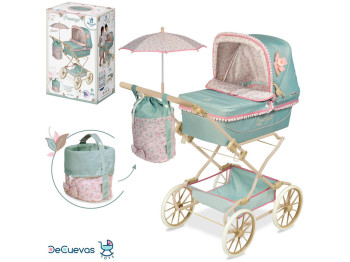 Коляска классическая для куклы 82045, 90 см, с корзиной и зонтиком, DeCuevas