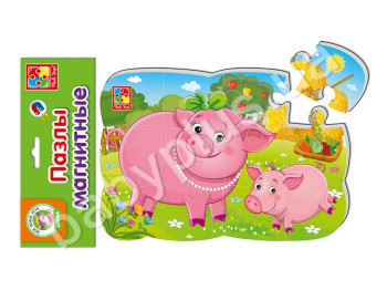 Магнітні пазли Свиня і порося А5, 12 елементів, Vladi Toys