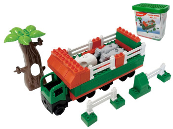 Конструктор блочный Грузовик, 95 деталей, в пластиковом контейнере, Doloni Toys