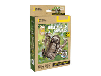 3D пазл конструктор Three-Toed Sloth National Geographic, 16 см, об'ємна модель, Cubic Fun